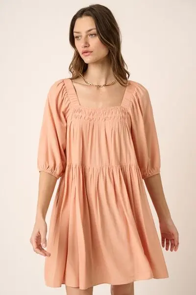 Evelyn Tie Back Mini Dress - Apricot