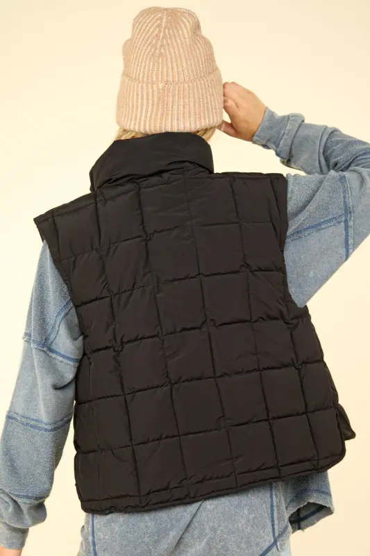 Black Zip-Up Puffer Vest online