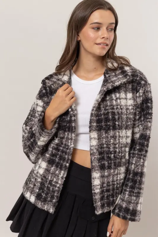 Plaid Boucle Jacket – Black online
