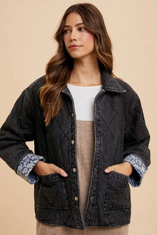 Quilted Printed Lining Denim Jacket online